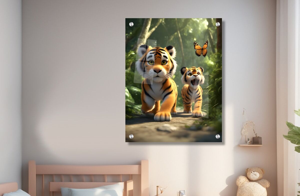 תמונת זכוכית לחדר ילדים גורי אריות