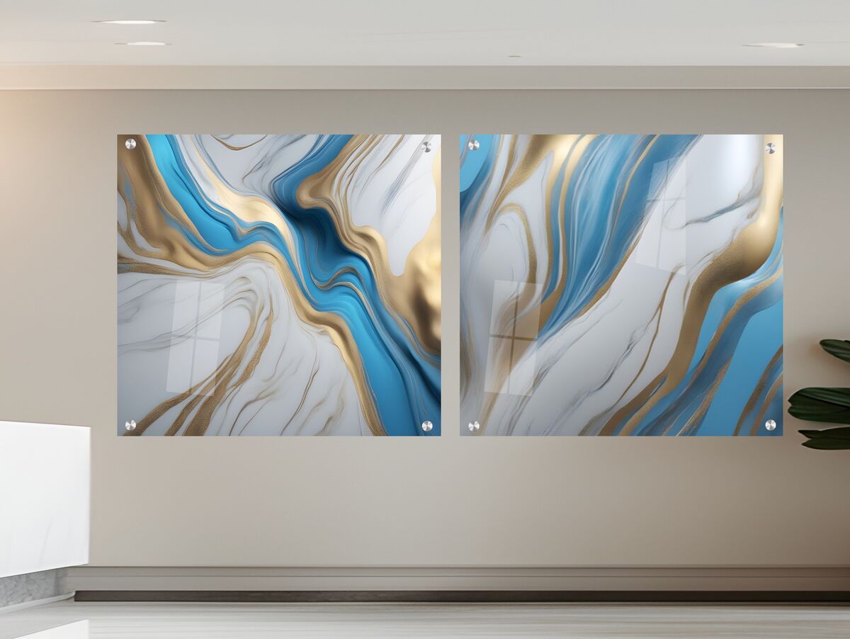 סט 2 תמונות זכוכית צבעי שיש