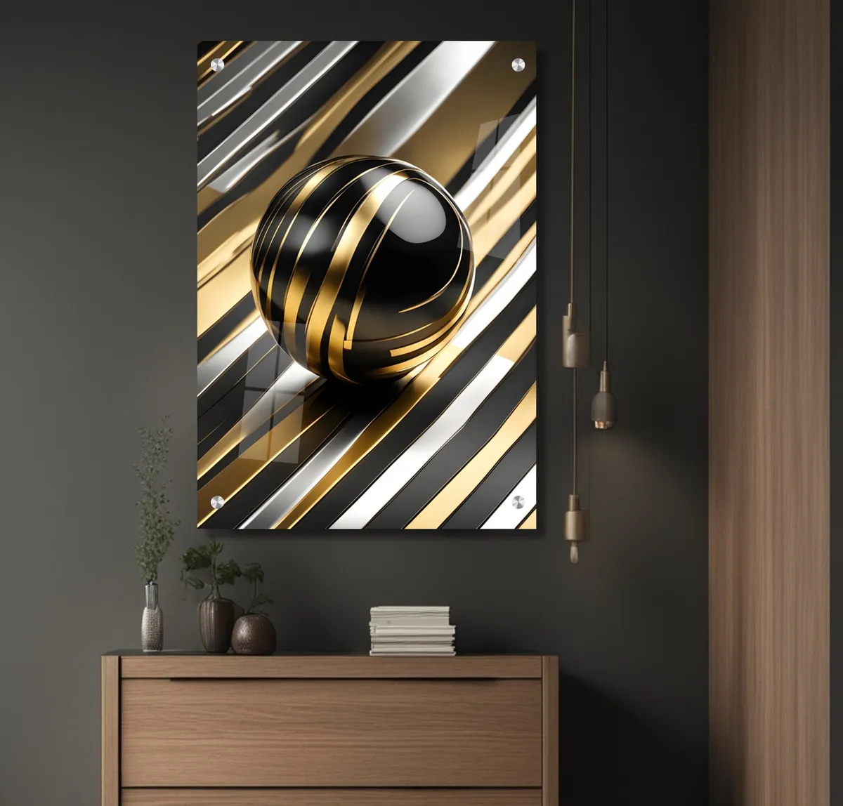 תמונת זכוכית מרהיבה לסלון ולמשרד הכדור הצבעוני