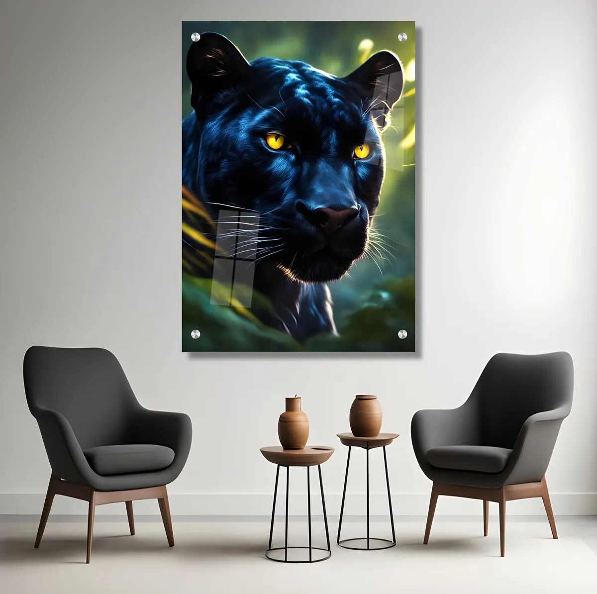 תמונת זכוכית מרהיבה לסלון ולמשרד הפנתר השחור