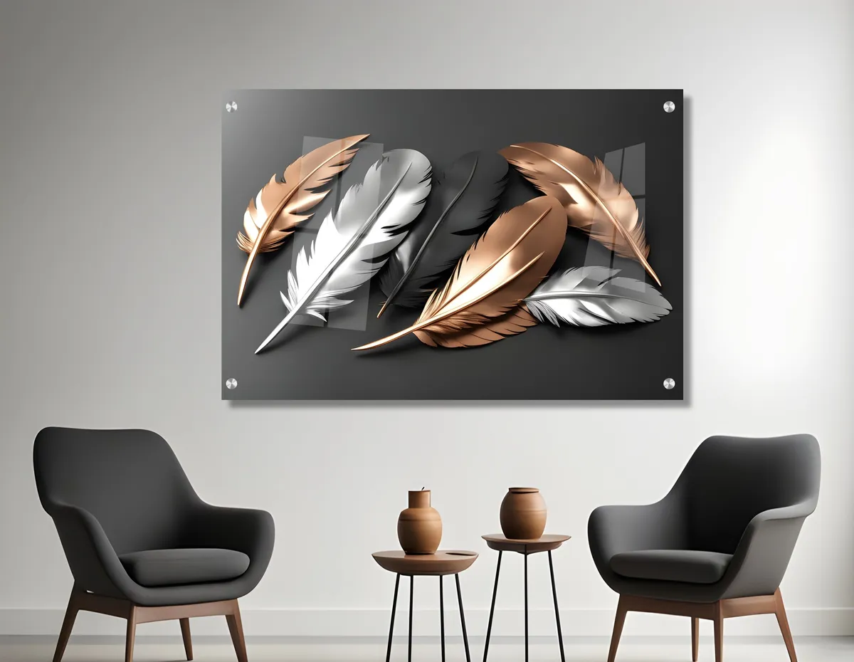 תמונת זכוכית יוקרתית - נוצות