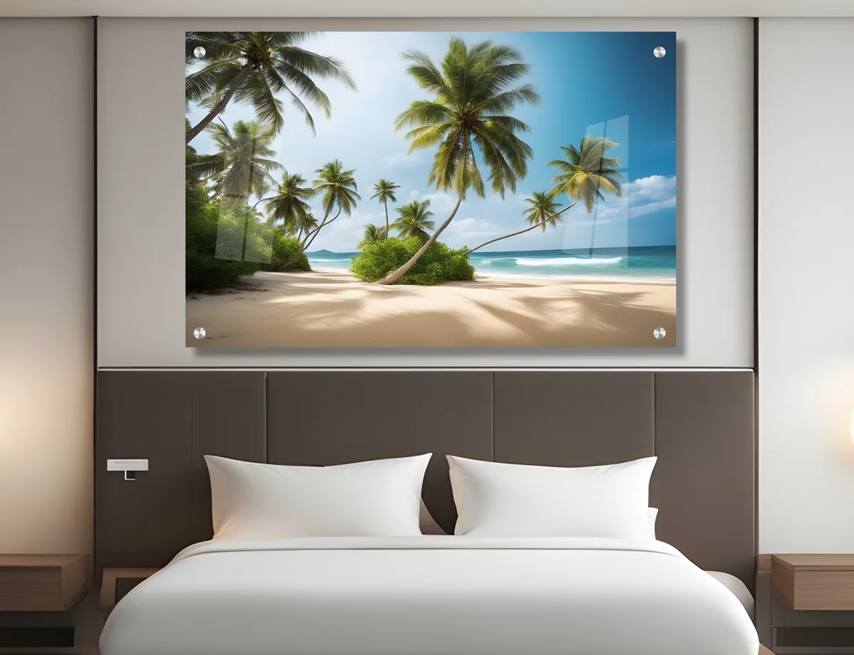 תמונת זכוכית מרהיבה לסלון ולמשרד החוף הצבעוני