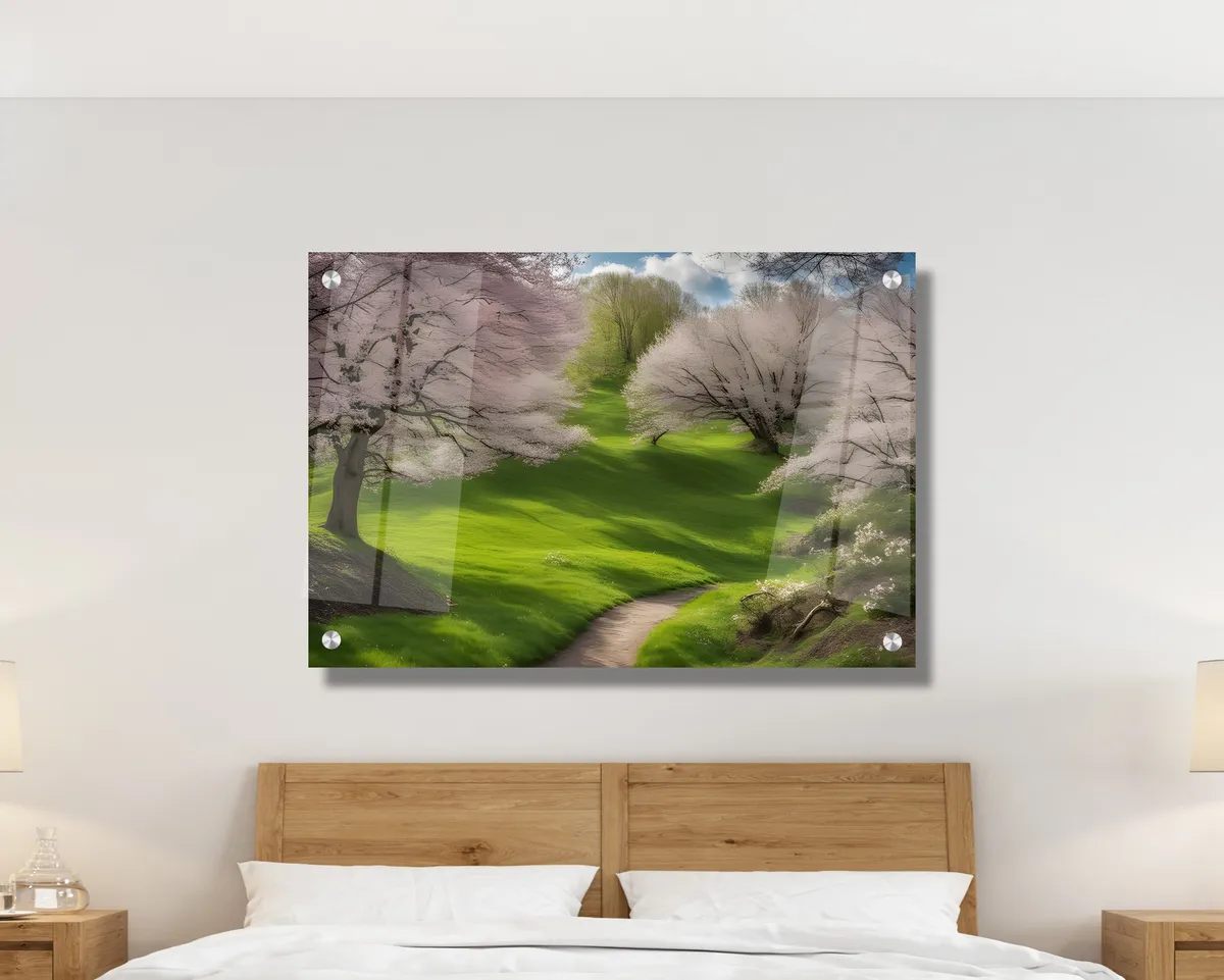 "הקסם של העמק הפורח" - תמונת זכוכית מרגיעה