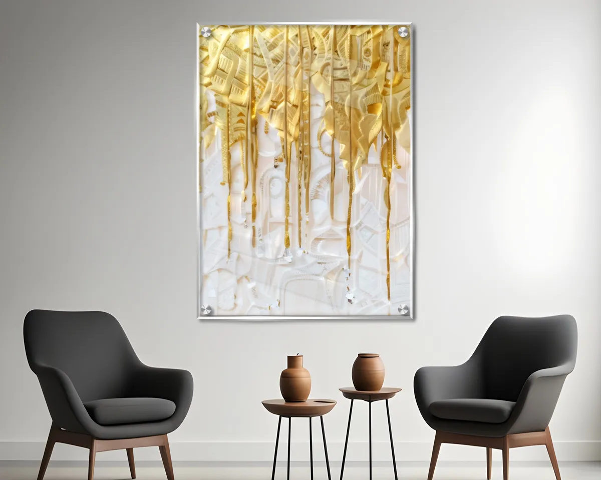 תמונת זכוכית אבסטרקט מהממת של נטיפי זהב