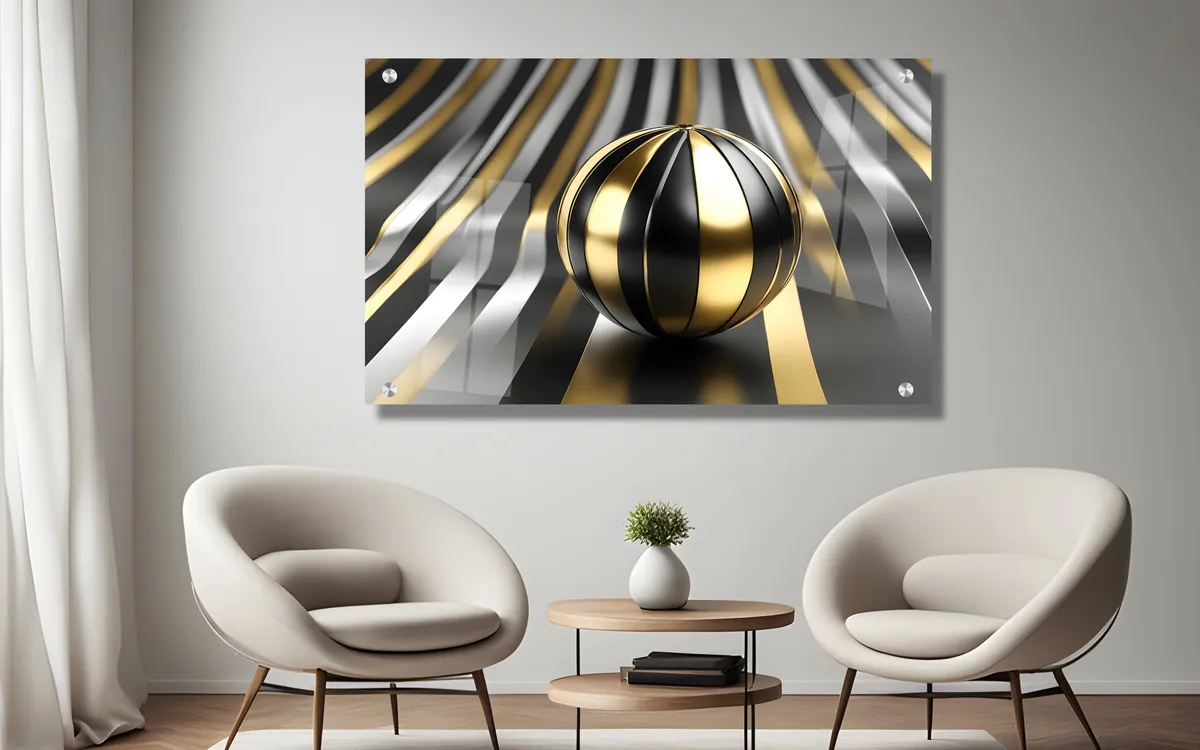 הכדור המוזהב בגוונים של שחור וזהב מבריק תמונת זכוכית