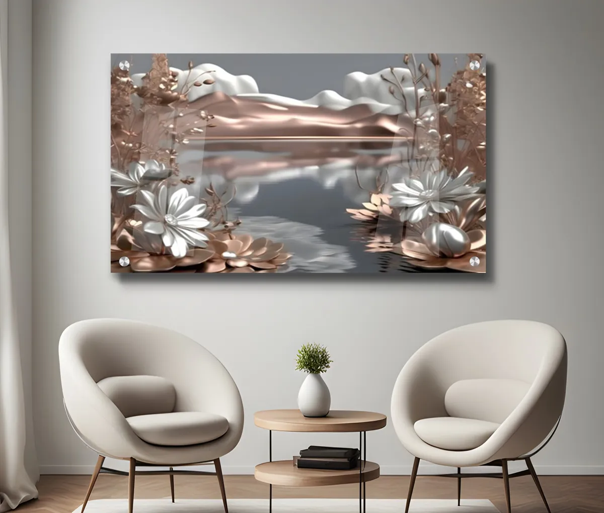 ה"אגם הכסוף" בגוונים מתכתיים תמונת זכוכית