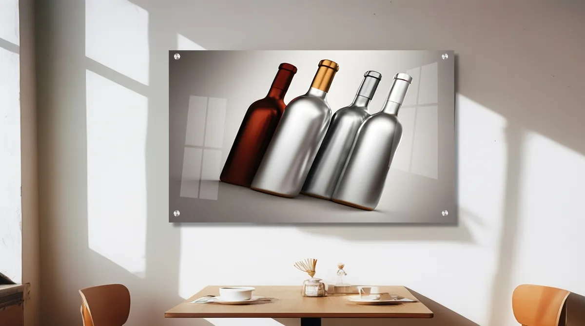 תמונת זכוכית - "יינות שיכורים" בגווני בורדו וכסף