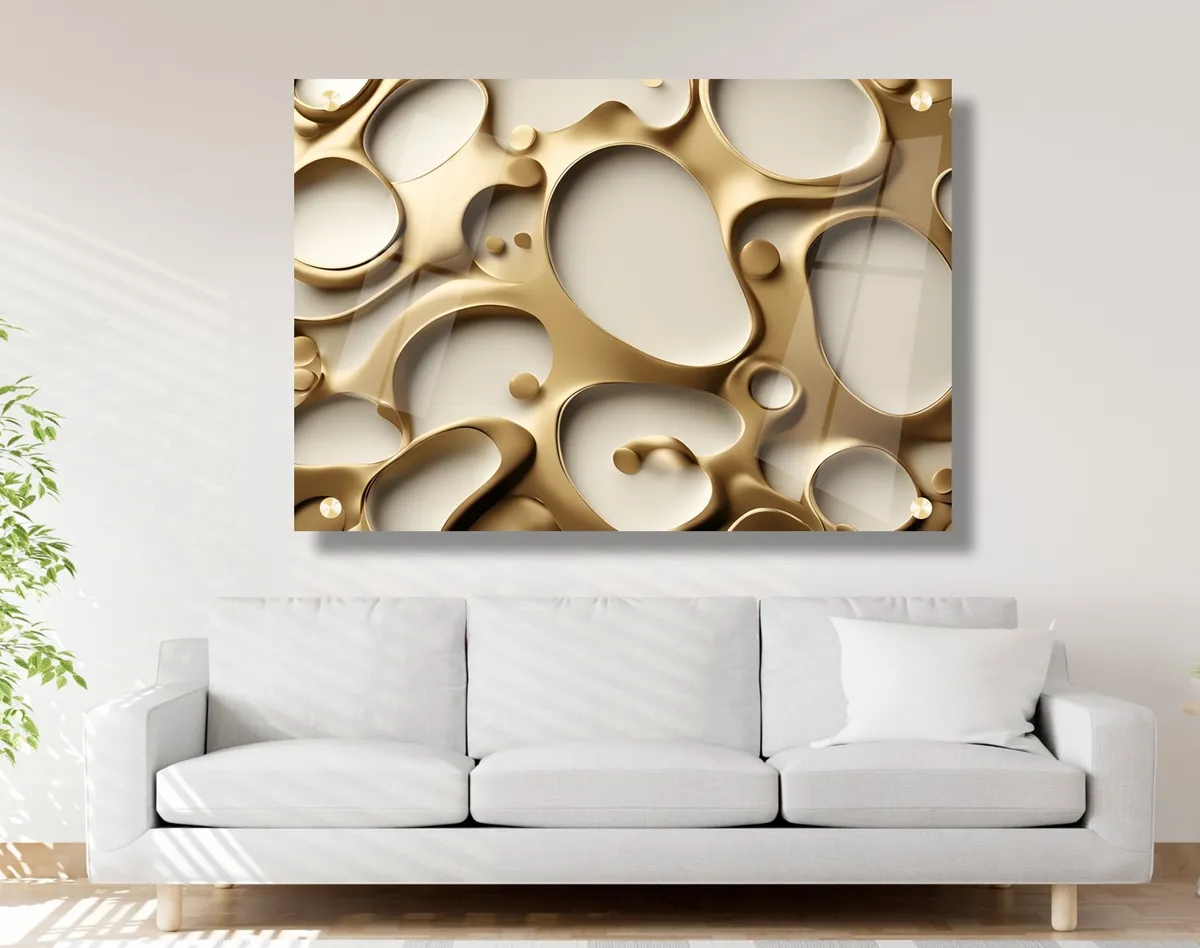 תמונת זכוכית מבריקה בגווני זהב