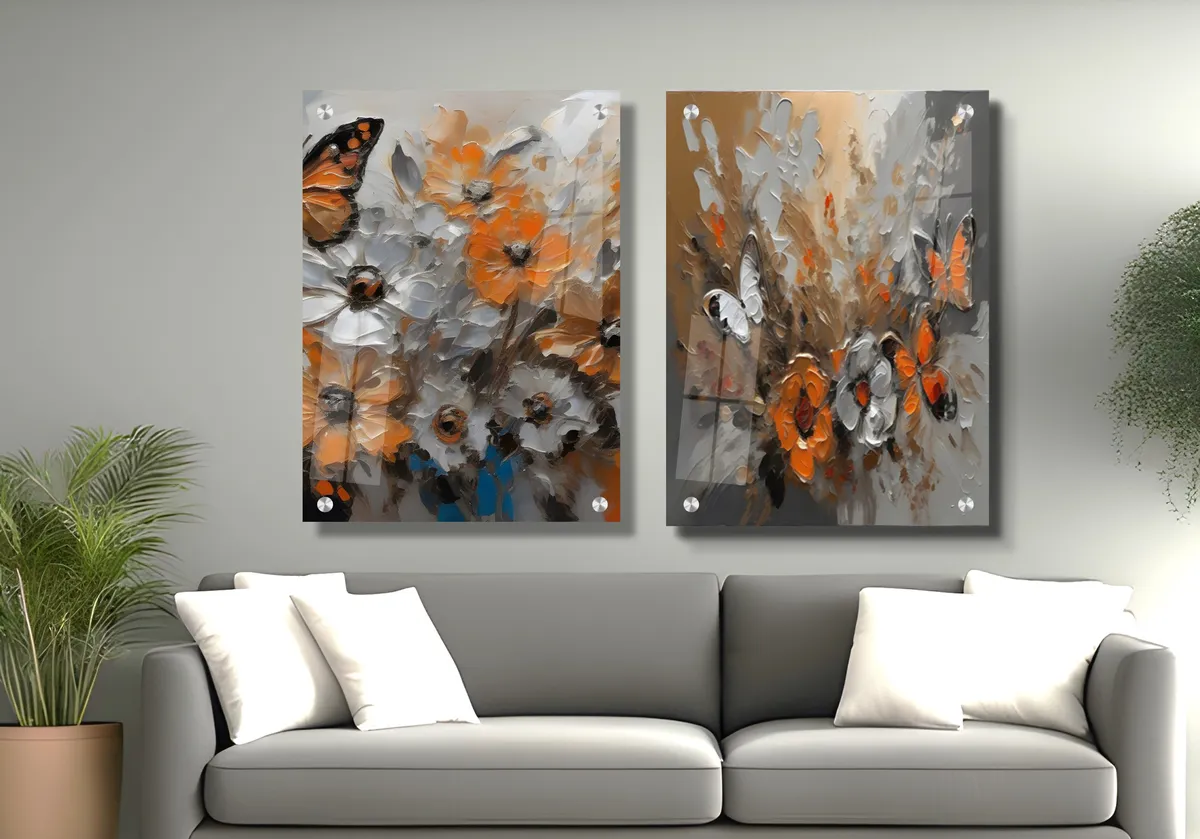 סט 2 תמונות זכוכית