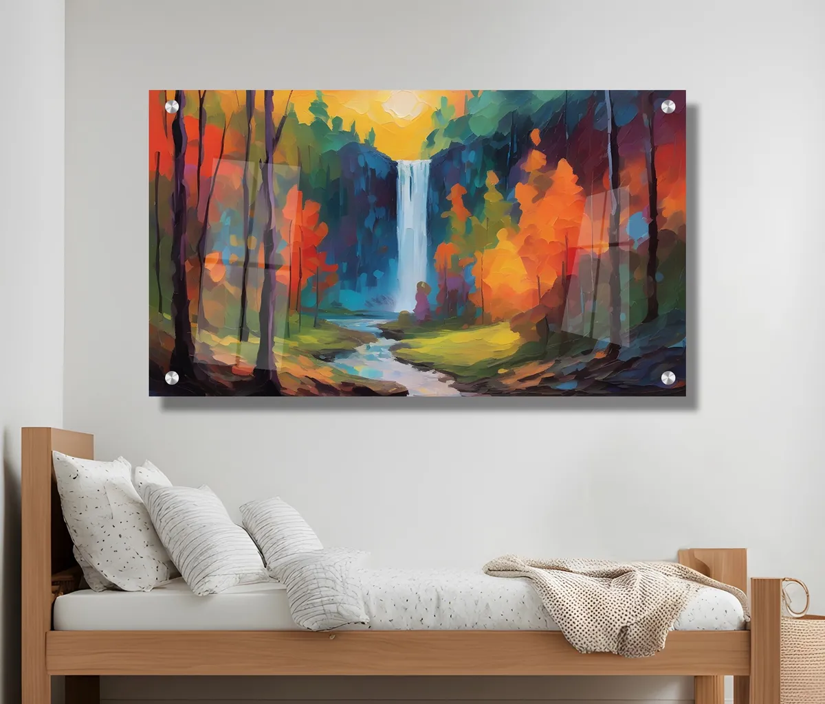 תמונת זכוכית "מפל ססגוני" - אימפרסיוניזם מודרני