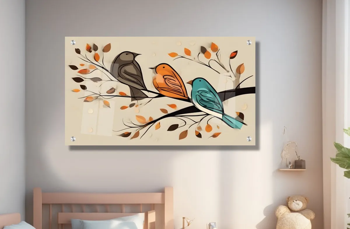 "שירת הסתיו" - תמונת טבע פסטורלית - תמונת זכוכית