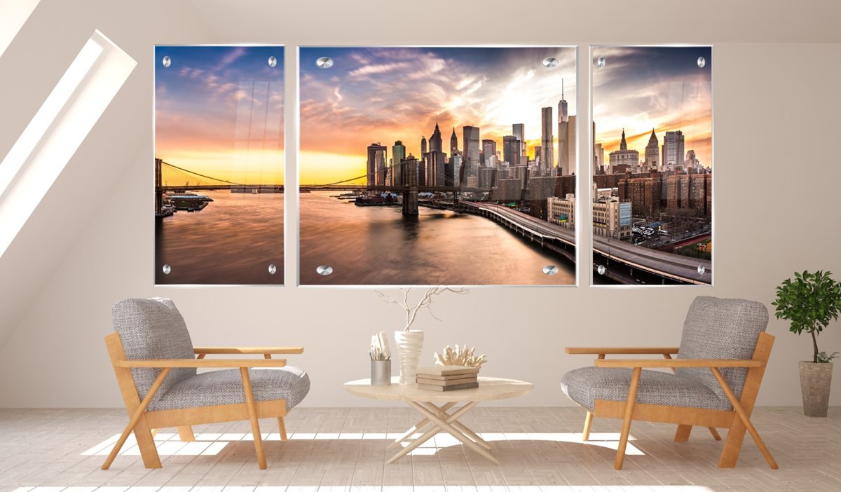 סט 3 תמונות זכוכית