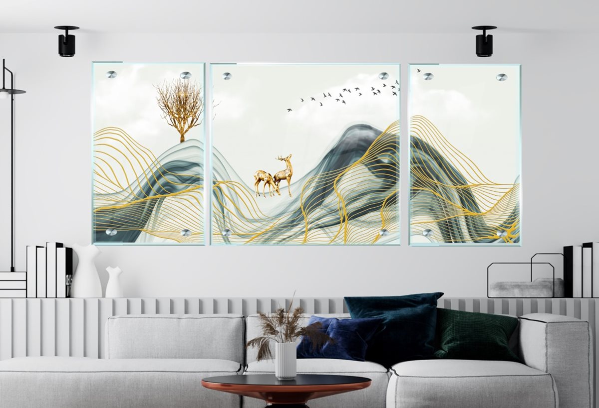 סט 3 תמונות זכוכית