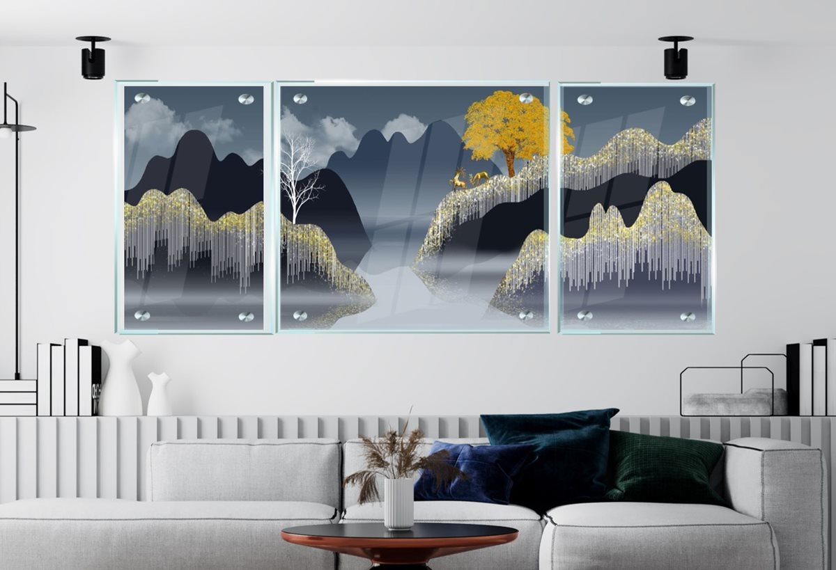 סט 3 תמונות זכוכית