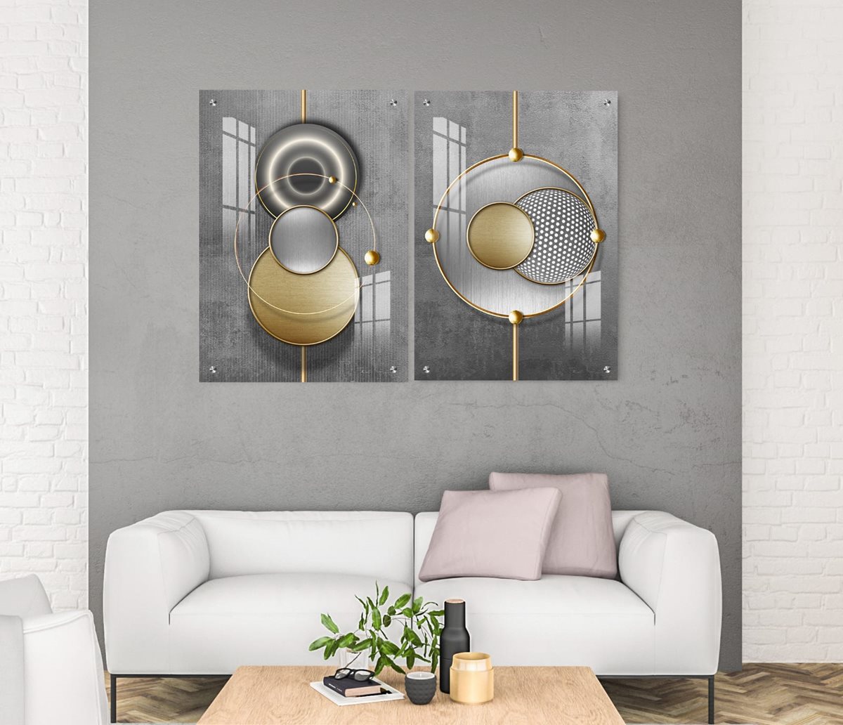 סט 2 תמונות זכוכית