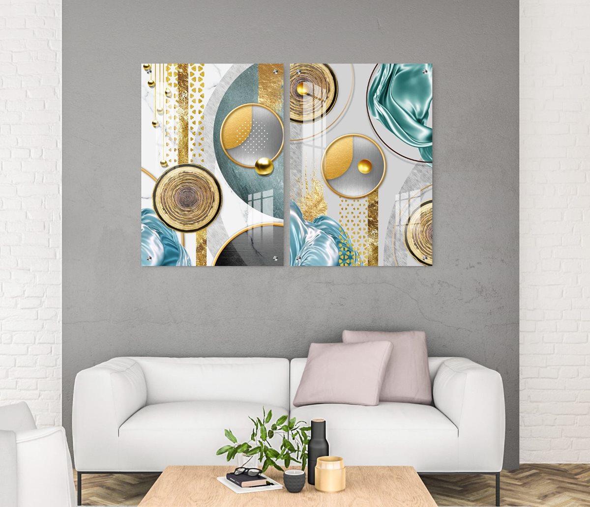 סט 2 תמונות זכוכית