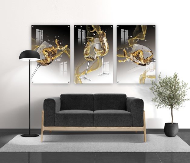 סט 3 תמונות זכוכית