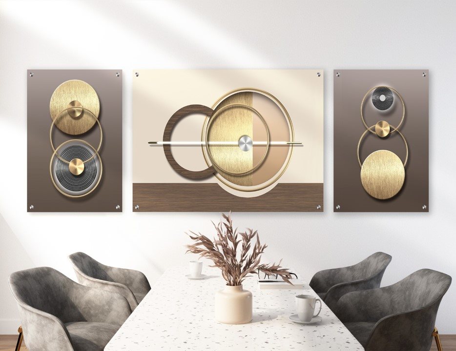 סט 3 תמונות זכוכית