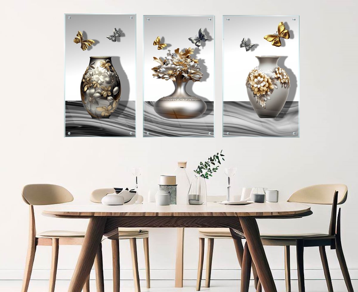 סט 3 תמונות זכוכית