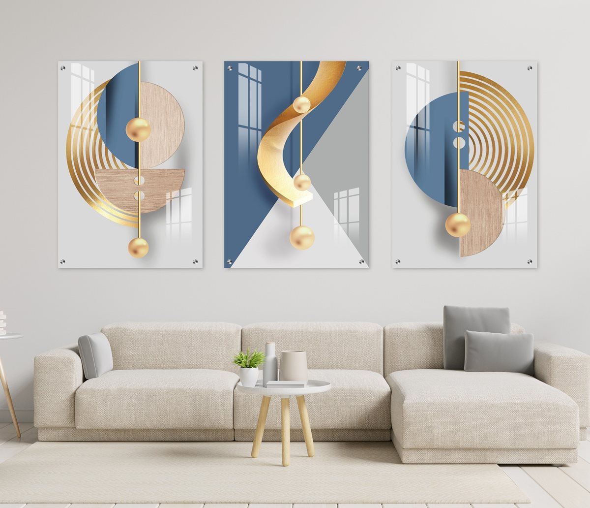 סט 3 תמונות זכוכית