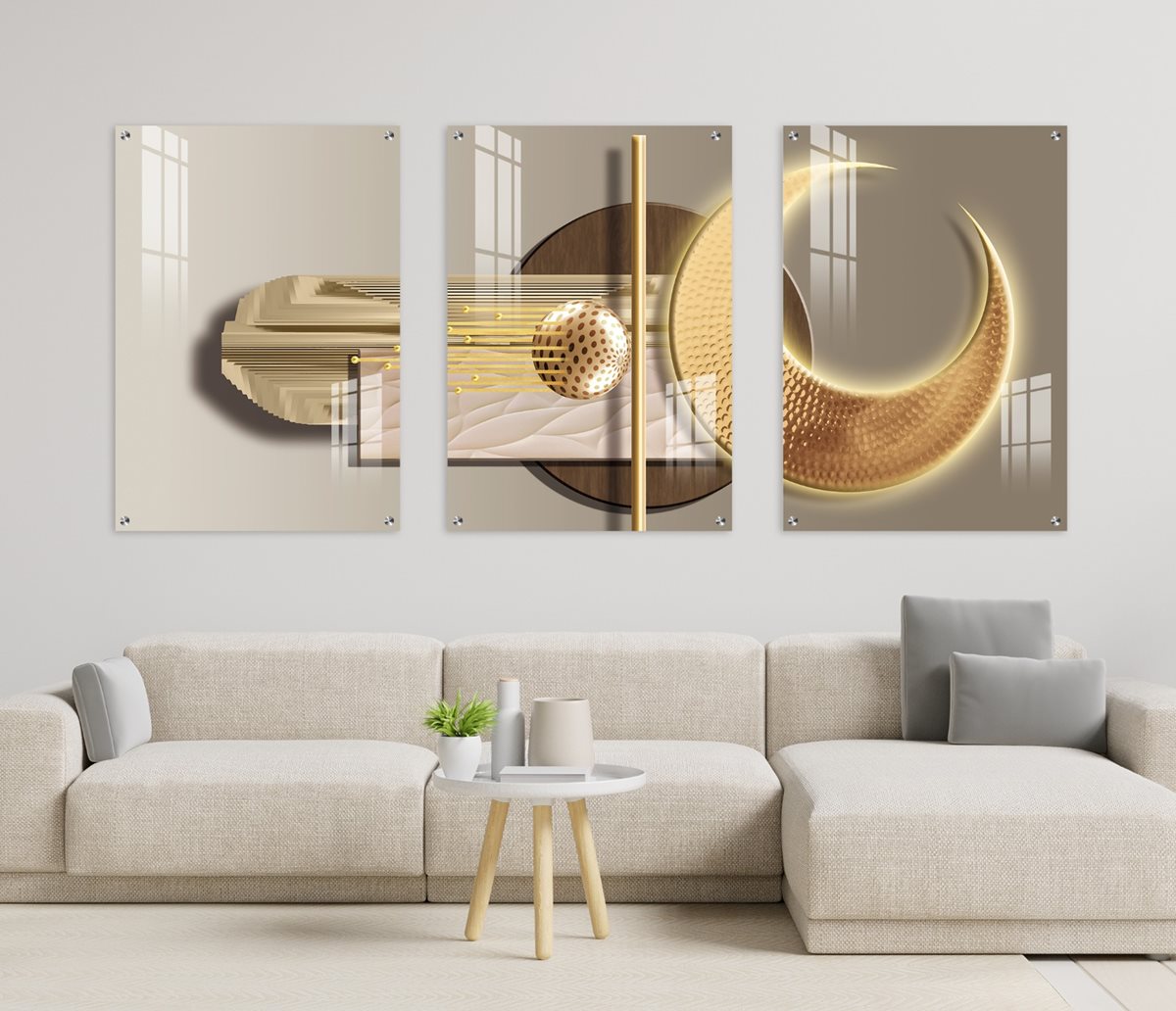 סט 3 תמונות זכוכית