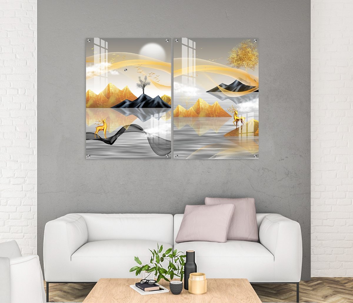 סט 2 תמונות זכוכית