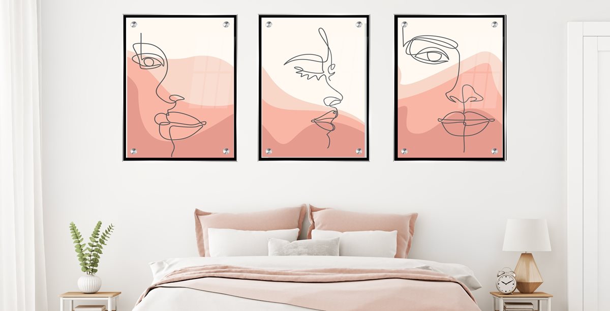 סט 3 תמונות זכוכית