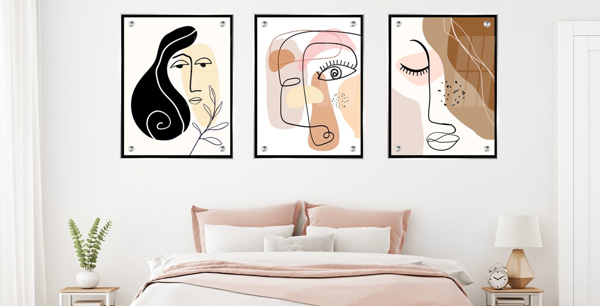 סט 3 תמונות זכוכית