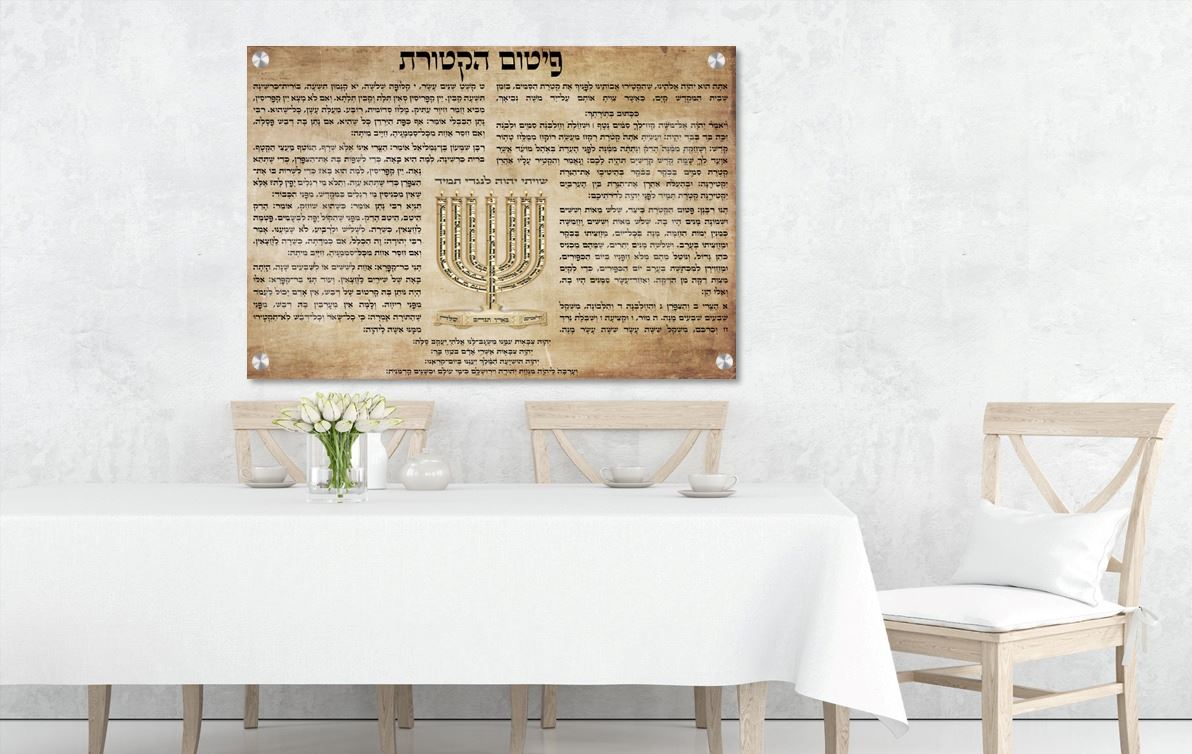 פיטום הקטורת על זכוכית בשילוב המנורה - רקע קלף תמונת זכוכית