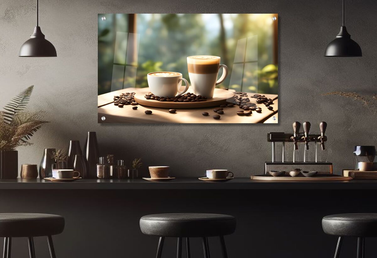 תמונת זכוכית מרהיבה לסלון ולמשרד קפה לבוקר