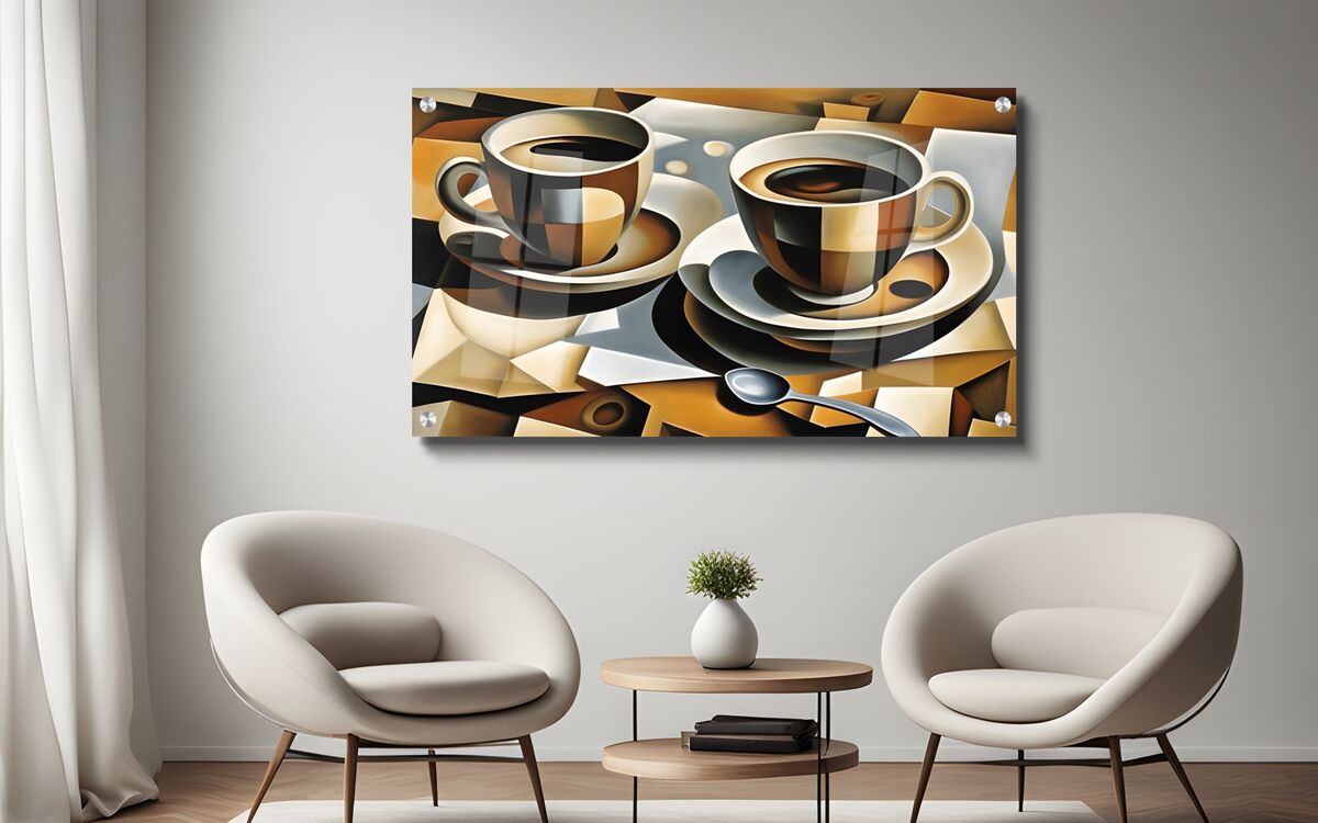 תמונת זכוכית מרהיבה לסלון ולמשרד קפה לבוקר