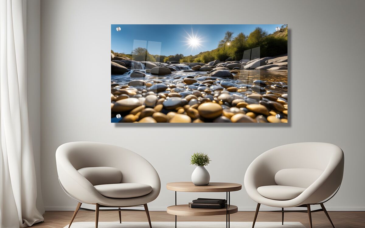 חלוקי נחל - תמונת זכוכית