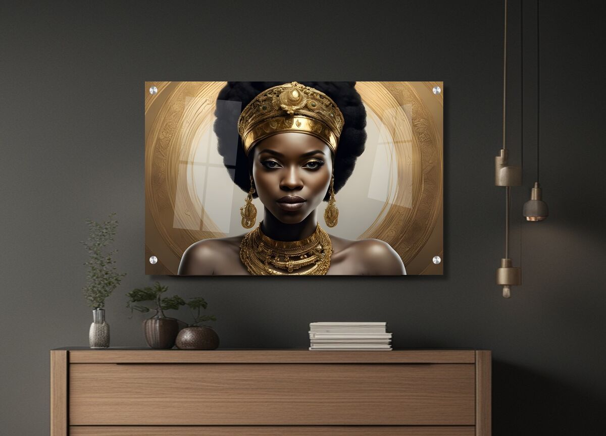 תמונת זכוכית מרהיבה לסלון ולמשרד אישה אפריקאית