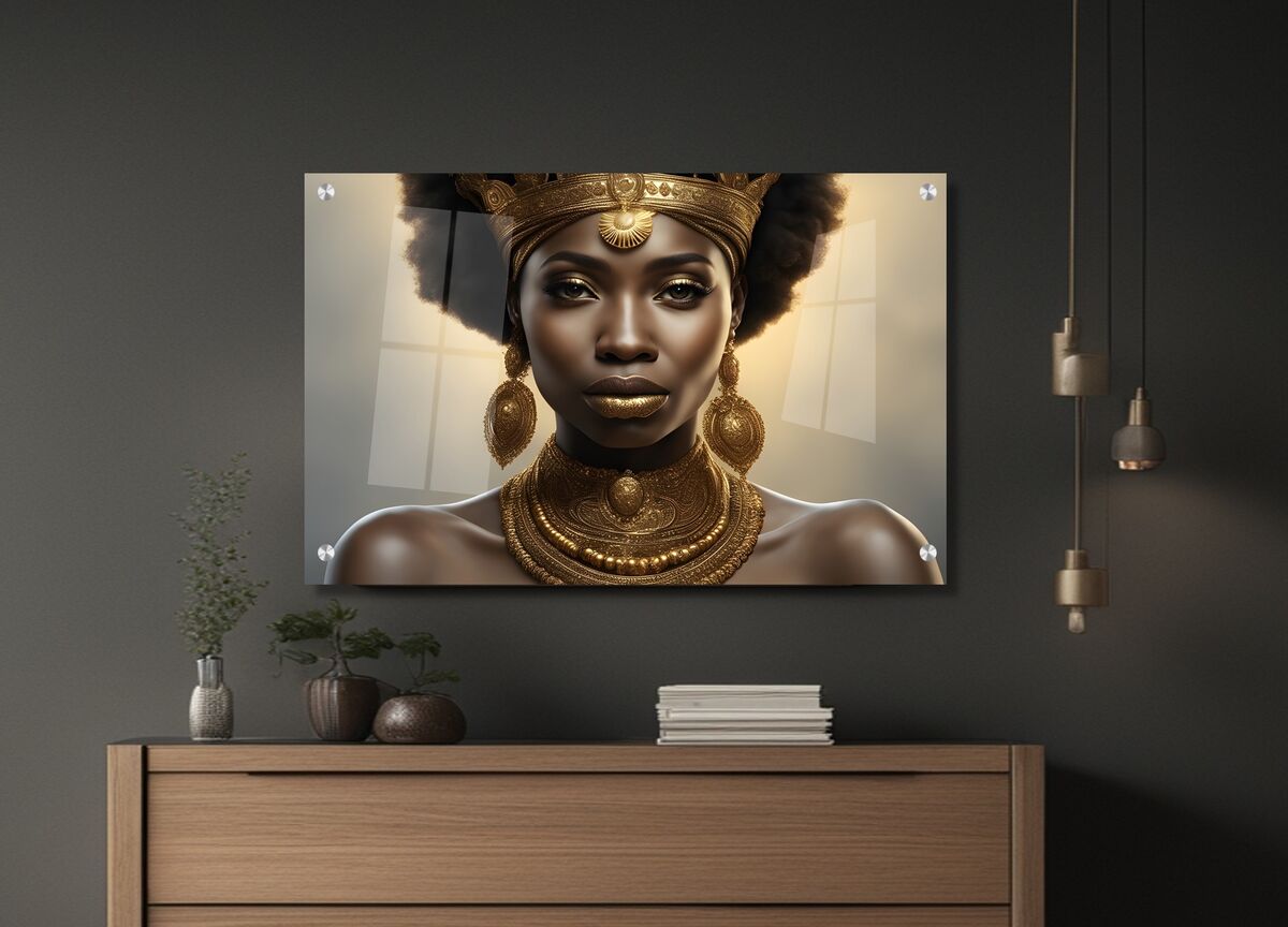 תמונת זכוכית מרהיבה לסלון ולמשרד אישה אפריקאית