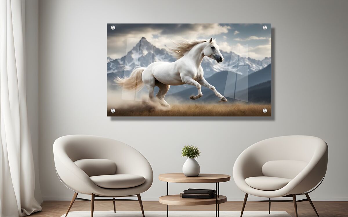 תמונת זכוכית מרהיבה לסלון ולמשרד - הסוס הדוהר