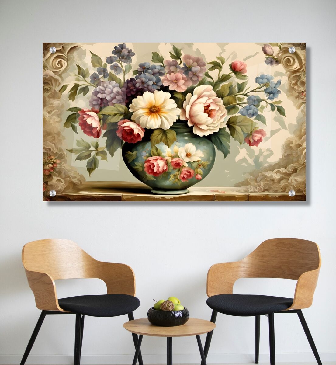 תמונת זכוכית מרהיבה לסלון ולמשרד פרחים צבעוניים