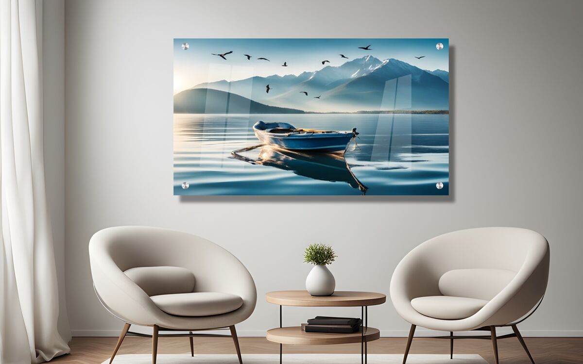 תמונת זכוכית מרהיבה לסלון ולמשרד הסירה בים