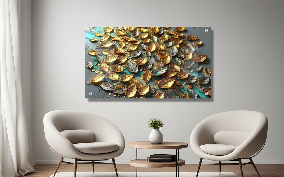 תמונת זכוכית מרהיבה לסלון ולמשרד עלי שלכת