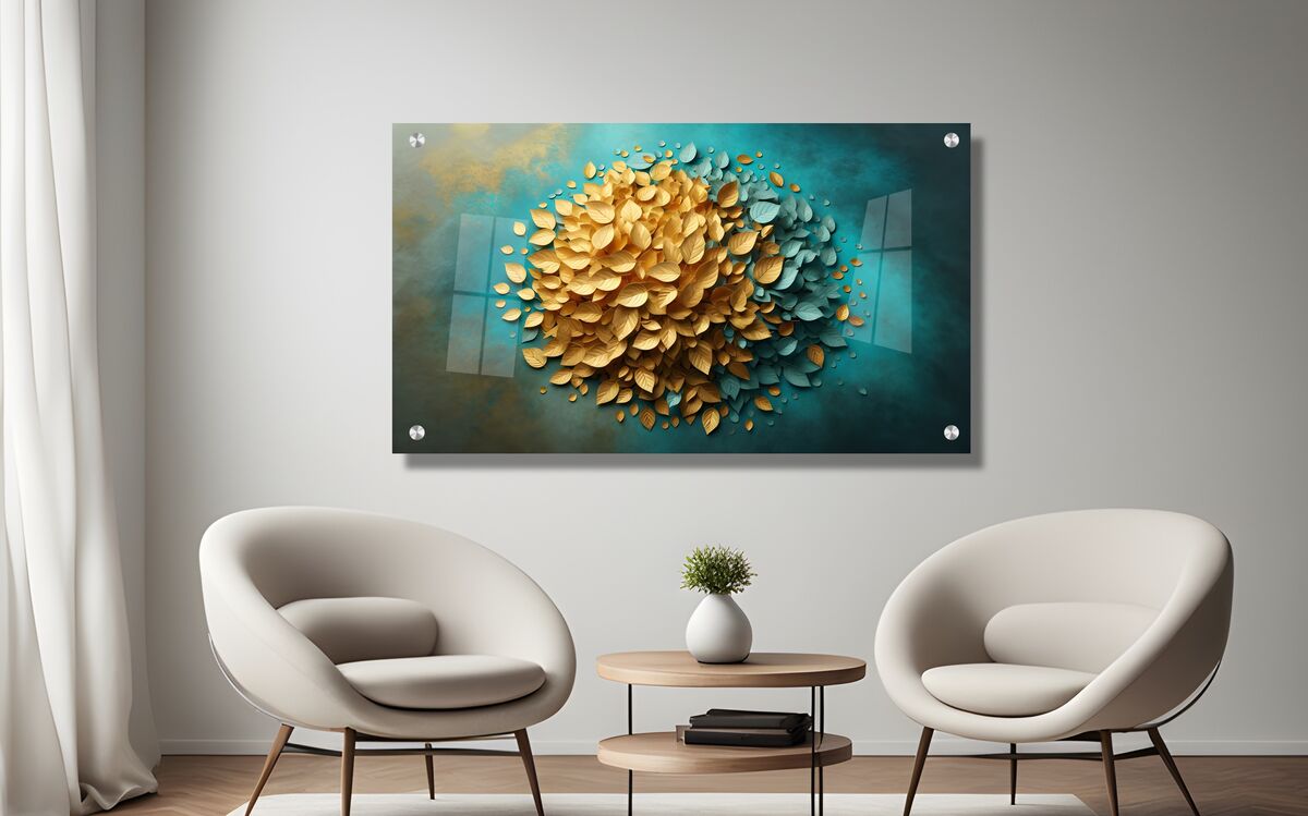 תמונת זכוכית מרהיבה לסלון ולמשרד עלי שלכת צבעוניים