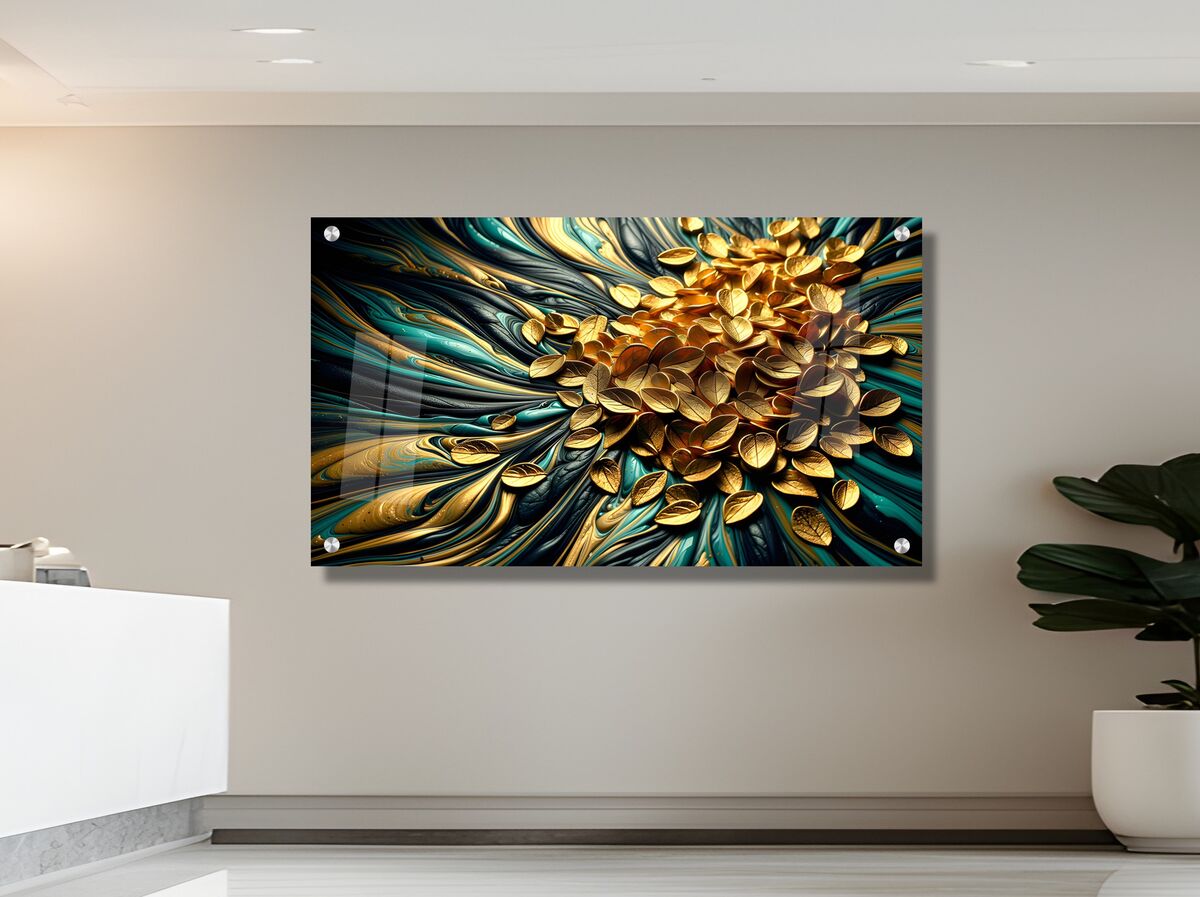 תמונת זכוכית מרהיבה לסלון ולמשרד עלי שלכת בצבעים