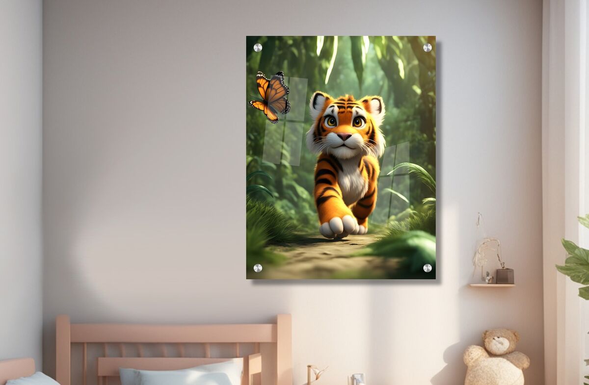 תמונת זכוכית לחדרי ילדים גור אריה צבעוני