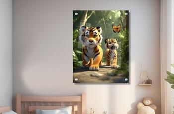 תמונת זכוכית לחדר ילדים גורי אריות