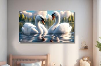 תמונת זכוכית לחדר ילדים אגם הברבורים