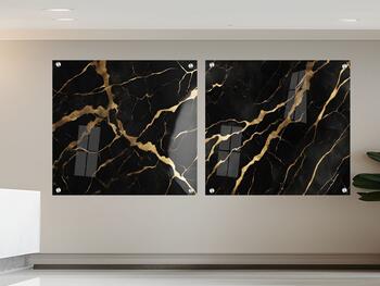 סט 2 תמונות זכוכית עיצוב שיש