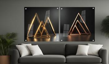 סט 2 תמונות זכוכית משולשים צבעוניים