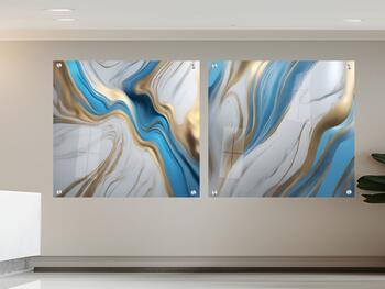 סט 2 תמונות זכוכית צבעי שיש