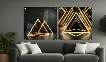 סט 2 תמונות זכוכית משולשים