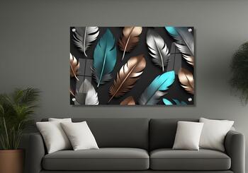 תמונת זכוכית מרהיבה לסלון ולמשרד "עלי הנוצה"