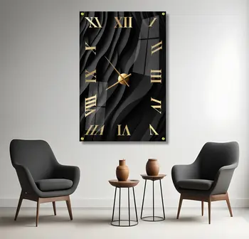 שעון מזכוכית - מוזהב על טקסטורה שחורה
