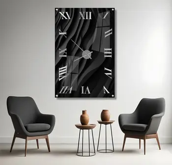 שעון מזכוכית - כסוף על טקסטורה שחורה